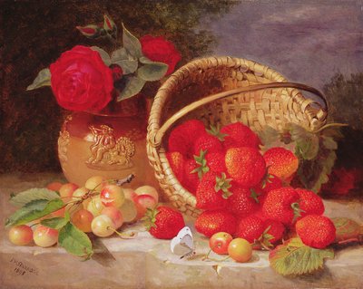 Still life of basket with strawberries and cherries, 1898 by Eloise Harriet Stannard