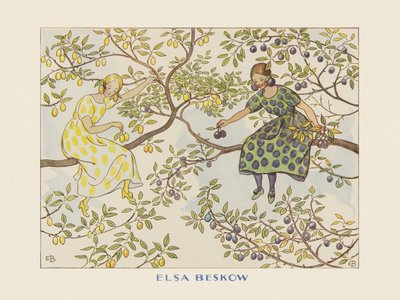 The Tomte Children - The Misses Plum Border by Elsa Beskow