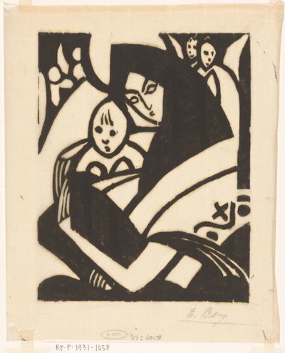Madonna with Child Against Cheek by Else Berg (signed by artist)