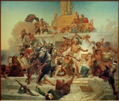 Conquest of the Great Teocalli by Cortés by Emanuel Gottlieb Leutze