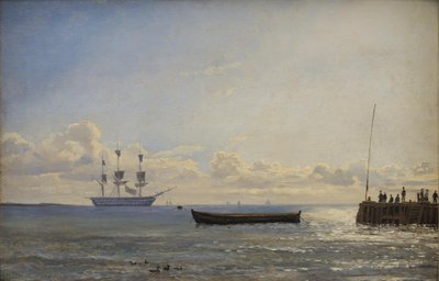 A Ship of the Line at Anchor by Emanuel Larsen
