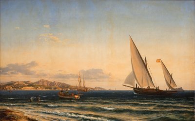 Evening by the Mediterranean. In the Background Marseille and the Island of If by Emanuel Larsen