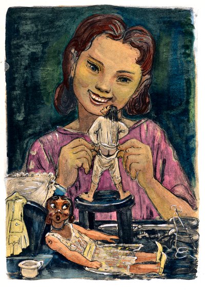 Gulliver is handled like a doll by a girl whom he names Glumdalclich by Emeric Timar