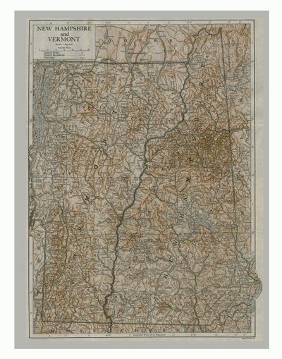 Map of New Hampshire and Vermont, USA by Emery Walker