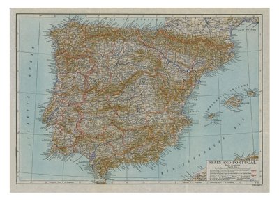 Map of Spain and Portugal by Emery Walker