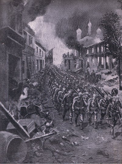 The invasion of Brest-Litowski by German troops, from The Illustrated History of the World War 1914-1915 pub. by Union Berlagsefellfchaft by Emil (after) Limmer
