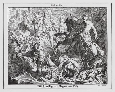 Otto I of Germany Defeating the Magyars at the Battle of Lechfeld, 955 by Emil Eugen Sachsse