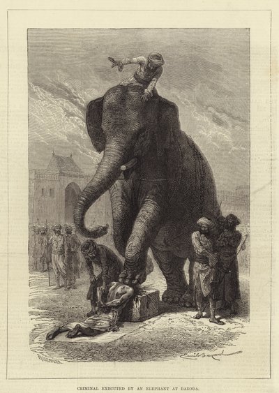 Criminal Executed by an Elephant at Baroda by Emile Antoine Bayard