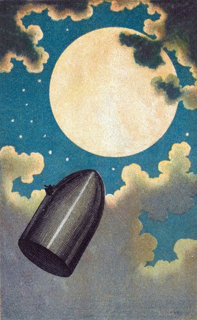 Illustration to From the Earth to the Moon by Jules Verne by Emile Antoine Bayard