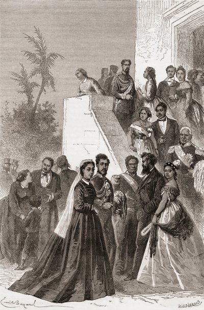 Kamehameha V, Centre, with His Family, Illustration from 