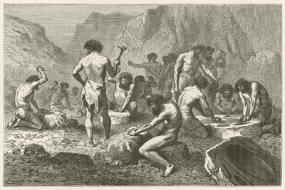 The First Workshop of Human Industry, or the Workshop for Making and Polishing Flint at Pressigny by Emile Antoine Bayard
