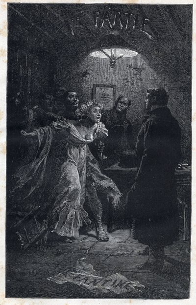 Monsieur Madeleine comes to the rescue of Fantine at the time of his arrest by Javert - Illustration by Emile Bayard for Les Miserables - First part: Fantine by Victor Hugo 1862 by Emile Antoine Bayard