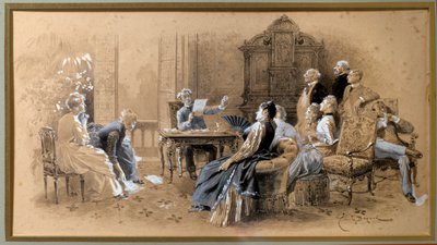 Writer Alexandre Dumas Jr. reading his works by Emile Antoine Bayard