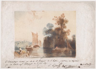 Landscape with River and Boats, 1837 by Emile Aubert Lessore