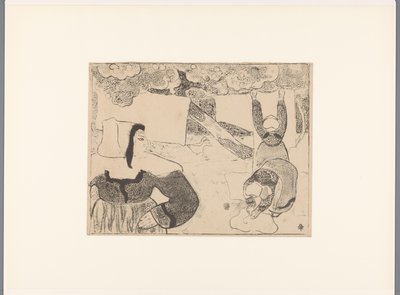 Three Breton Women Hanging Laundry, Breton Women by Emile Bernard