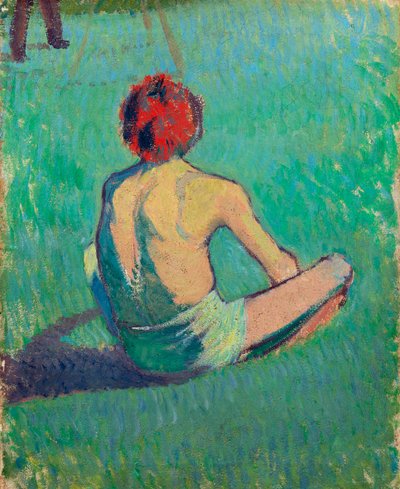 Boy sitting in the grass by Emile Bernard