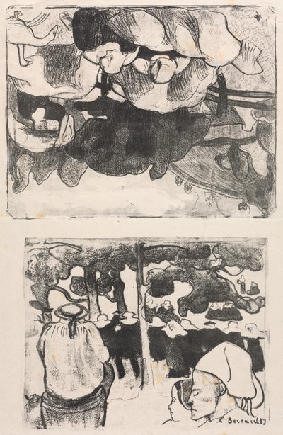 Les Bretonneries: Breton Women Making Haystacks and Wedding in Brittany by Emile Bernard