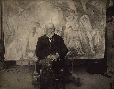 Paul Cézanne in His Studio in Les Lauves by Emile Bernard