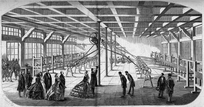 Internal view of the diamond cutting of Messrs. Gaensly and Bernard near the barrier of Maine in 1859, during the visit of Napoleon III and the Empress Eugenie by Emile Bourdelin