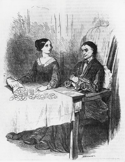 Illustration for Eugenie Grandet, novel by Honore de Balzac from Human Comedy by Emile Deschamps