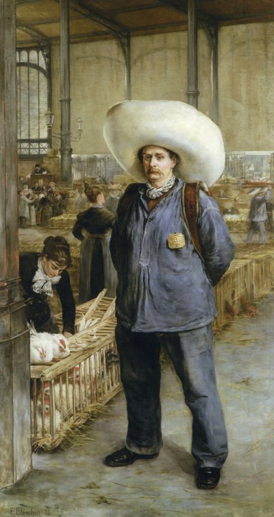 Porter at the market of Les Halles by Emile Henri Blanchon