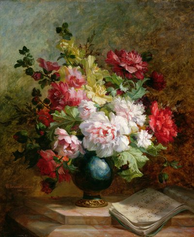 Still Life with Flowers and Sheet Music by Emile Henri Brunner Lacoste