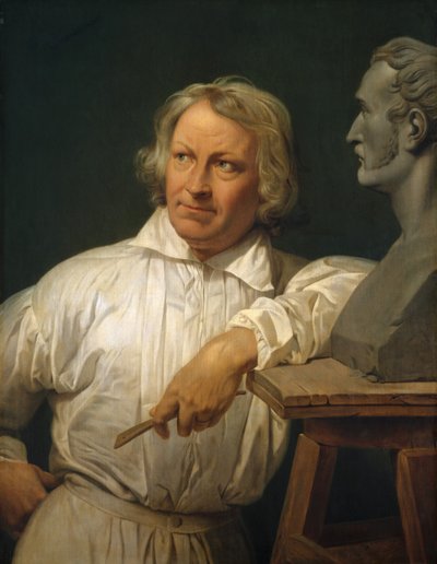 Bertel Thorvaldsen 1768-1844 with the Bust of Horace Vernet, 1833 or later by Emile Jean Horace Vernet