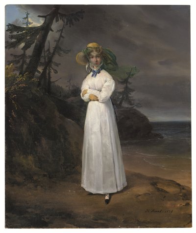 Portrait of the Widow Comtesse Jean-Henri-Louis Greffulhe in a Landscape by Emile Jean Horace Vernet