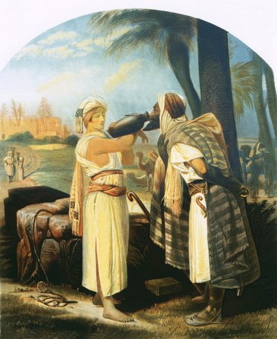 Rebekah gives the servant a drink by Emile Jean Horace Vernet