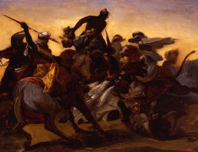 Sketch for The Lion Hunt by Emile Jean Horace Vernet