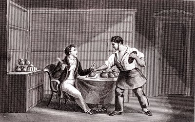 The cobbler and the financier, Fable by La Fontaine by Emile Joseph Alexandre Gouget