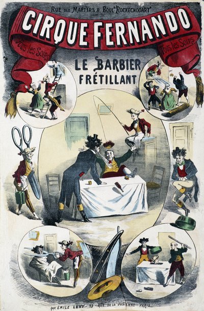 Cirque Fernando: The Writing Barber - Poster by Lévy, late 19th century by Emile Levy