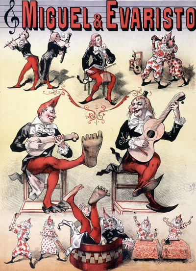 Les clowns Miguel & Evaristo - Poster by Lévy, late 19th century by Emile Levy