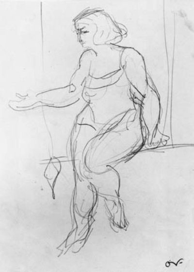 Female Acrobat, Sitting on Trapeze by Emile Othon Friesz