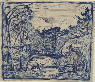 Forest Interior with Woodcutter. La Côte de Grâce, Honfleur. by Emile Othon Friesz