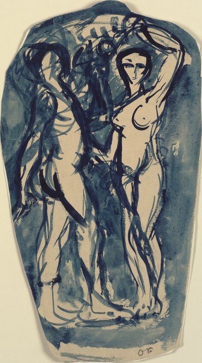 Two Standing, Naked Figures (Adam and Eve?) by Emile Othon Friesz