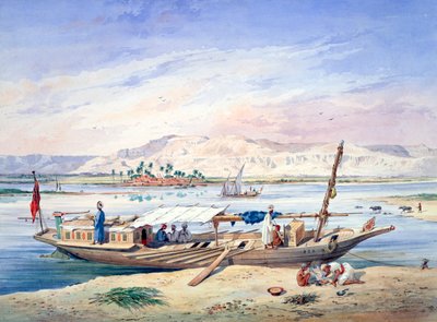A Boat on the Nile, Egypt, 19th century by Emile Prisse d