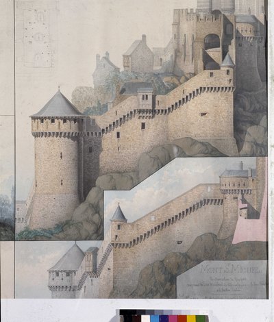 View of the Machicoulis Between the North Tower and the Claudine Tower of Mont Saint Michel by Emile Sagot