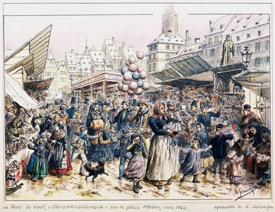 Christmas Market in Place Kleber in Strasbourg by Emile Schweitzer