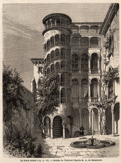 La Scala Antica, drawing by Therond, to illustrate Adalbert de Beaumont