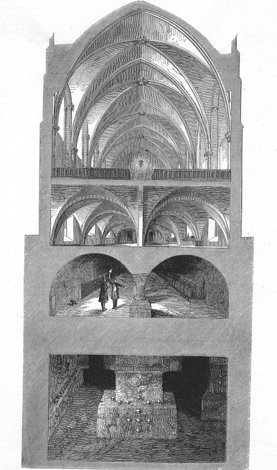 Section View of the Kitchen, Cellars and Catacombs of the Napoleon Secondary School in Paris (engraving) by Emile Theodore Therond