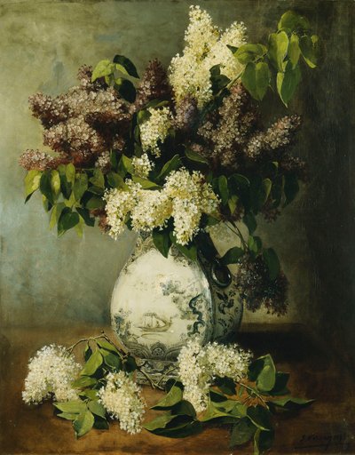 Lilac in a Delft Vase, 1895 by Emile Vernon