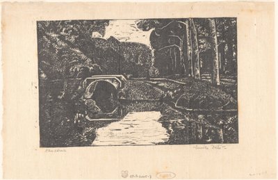 Bridge Over a Canal in a Forest by Emilius Wilhelmus Dehé (signed by artist)