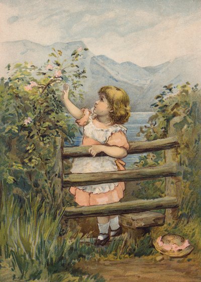 Girl Reaching Up to Pick a Flower by Emily Jane Harding Andrews