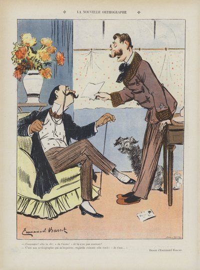 The New Spelling. Illustration for Le Rire by Emmanuel Barcet