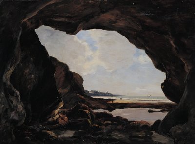 Cave of the Ris under the ferruginous cliff, Douarnenez, August 1876 by Emmanuel Lansyer