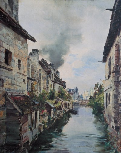 The Beaulieu Canal, view of the bridge on the road from Loches to Beaulieu, 1891 by Emmanuel Lansyer