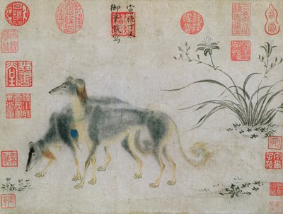 Two Saluki Hounds by Emperor Hsuan tsung