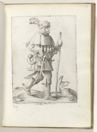 German Courier with Horn and Walking Stick by Enea Vico
