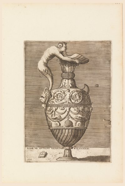 Ewer with a Satyr Holding a Large Conch by Enea Vico